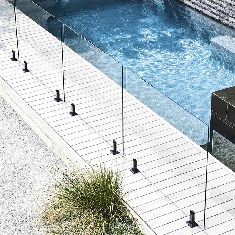 High Quality Railing Balustrade Glass Pool Fence Square Adjustable Stainless Steel Matt Black Glass Spigot Mini Post